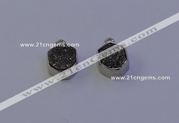 NGP7157 12*15mm plated druzy agate pendants wholesale