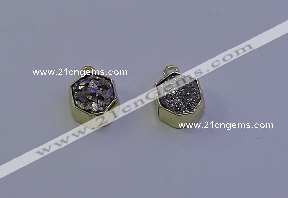 NGP7163 12*15mm plated druzy agate pendants wholesale