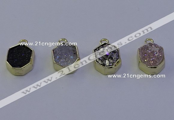 NGP7165 12*15mm plated druzy agate pendants wholesale