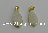 NGP7178 10*20mm flat teardrop druzy quartz pendants wholesale
