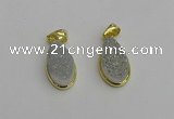 NGP7179 10*20mm flat teardrop plated druzy quartz pendants