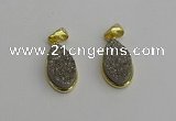 NGP7180 10*20mm flat teardrop plated druzy quartz pendants