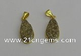 NGP7181 10*20mm flat teardrop plated druzy quartz pendants