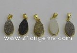 NGP7183 10*20mm flat teardrop plated druzy quartz pendants