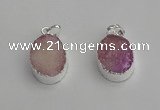 NGP7187 15*20mm oval druzy quartz pendants wholesale