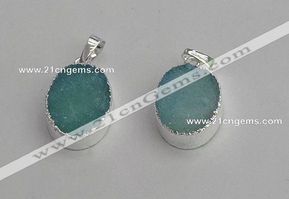 NGP7188 15*20mm oval druzy quartz pendants wholesale