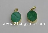 NGP7200 15*20mm oval druzy quartz pendants wholesale