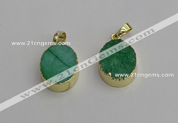 NGP7200 15*20mm oval druzy quartz pendants wholesale