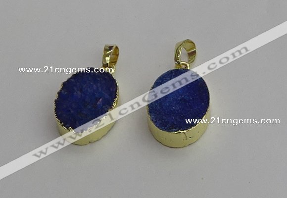 NGP7201 15*20mm oval druzy quartz pendants wholesale