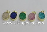 NGP7203 15*20mm oval druzy quartz pendants wholesale