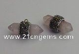 NGP7206 15*40mm sticks rose quartz pendants wholesale