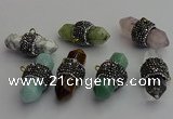 NGP7220 15*40mm sticks mixed gemstone pendants wholesale