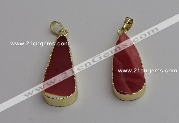 NGP7245 10*40mm flat teardrop mookaite gemstone pendants