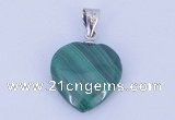 NGP727 15*15mm heart natural malachite with 18KGP gemstone pendant