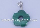 NGP728 4*15mm flower natural malachite with 18KGP gemstone pendant