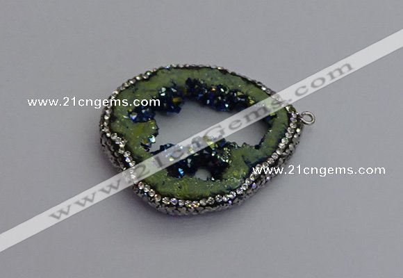 NGP7286 25*35mm - 35*40mm freeform plated druzy agate pendants