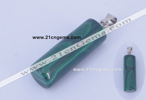 NGP731 8*24mm column natural malachite with 18KGP gemstone pendant