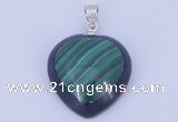 NGP732 20*20mm heart natural malachite & black agate with 18KGP pendant