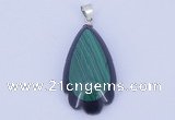 NGP733 17*34mm teardrop natural malachite & black agate with 18KGP pendant