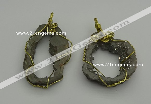 NGP7343 40*55mm - 45*50mm freeform plated druzy agate pendants