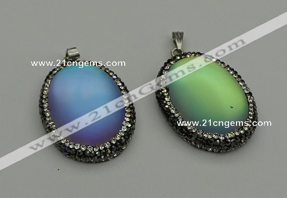 NGP7358 25*25mm oval glass pendants wholesale