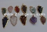 NGP7367 15*20mm - 22*40mm arrowhead mixed gemstone pendants