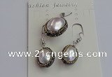 NGP7398 15*18mm - 18*22mm oval shell pearl jewelry sets