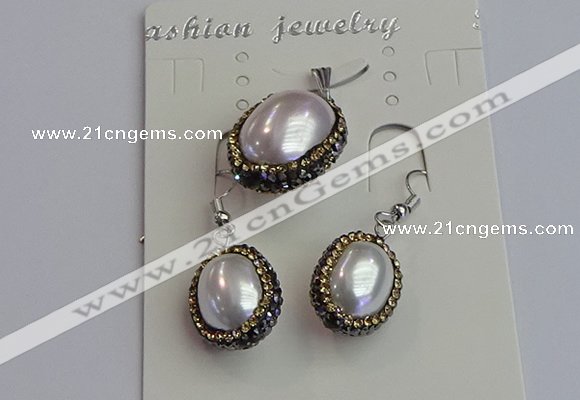 NGP7398 15*18mm - 18*22mm oval shell pearl jewelry sets