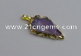 NGP7403 22*30mm - 25*40mm arrowhead plated druzy quartz pendants