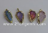 NGP7406 22*30mm - 25*40mm arrowhead plated druzy quartz pendants