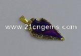 NGP7410 22*30mm - 25*40mm arrowhead plated obsidian pendants