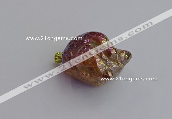 NGP7418 25*35mm - 35*40mm nuggets plated agate pendants