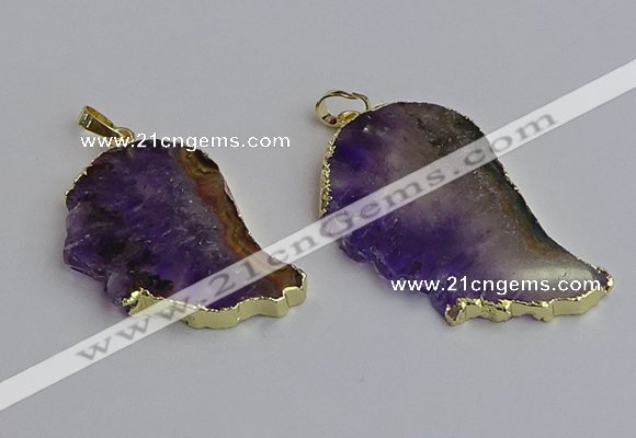 NGP7434 25*45mm - 30*50mm freeform druzy amethyst pendants