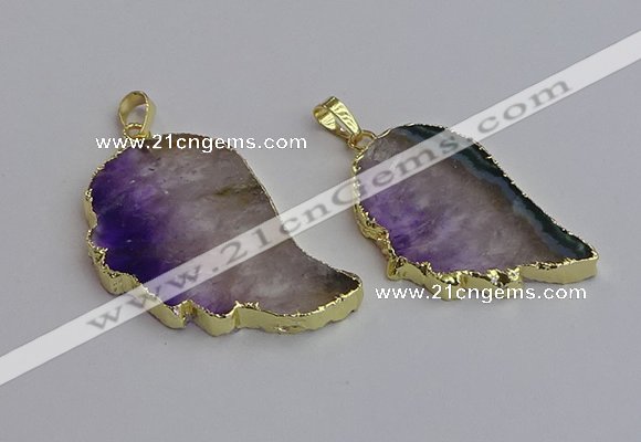 NGP7435 25*45mm - 30*50mm freeform druzy amethyst pendants