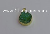 NGP7461 20mm coin plated druzy agate gemstone pendants