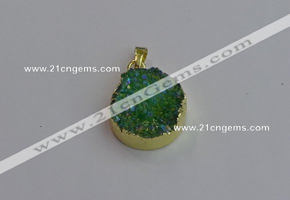 NGP7461 20mm coin plated druzy agate gemstone pendants