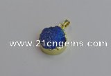 NGP7462 20mm coin plated druzy agate gemstone pendants