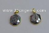 NGP7465 16*18mm freeform plated druzy agate gemstone pendants