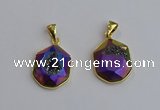 NGP7466 16*18mm freeform plated druzy agate gemstone pendants