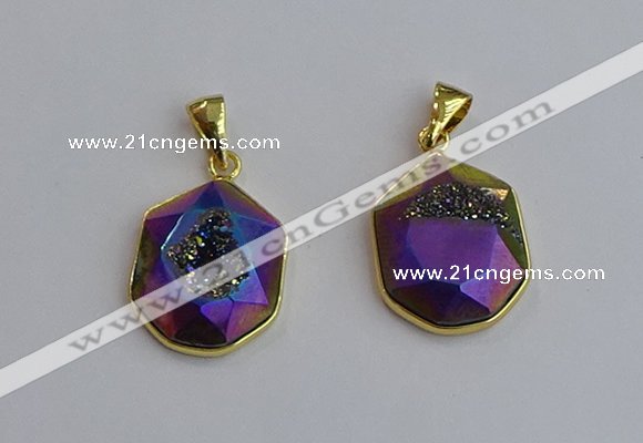 NGP7466 16*18mm freeform plated druzy agate gemstone pendants