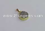 NGP7475 15mm coin plated druzy agate gemstone pendants