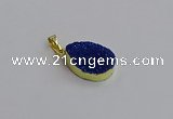 NGP7486 15*20mm flat teardrop plated druzy agate gemstone pendants