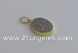 NGP7491 15*20mm oval plated druzy agate gemstone pendants