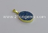 NGP7493 15*20mm oval plated druzy agate gemstone pendants