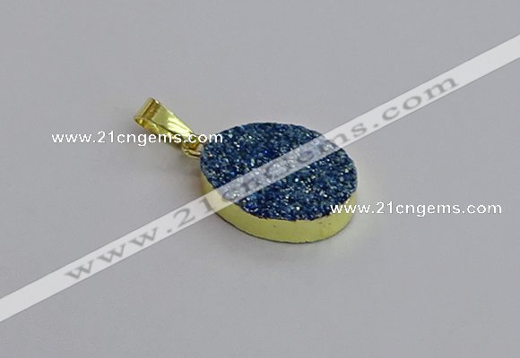NGP7493 15*20mm oval plated druzy agate gemstone pendants