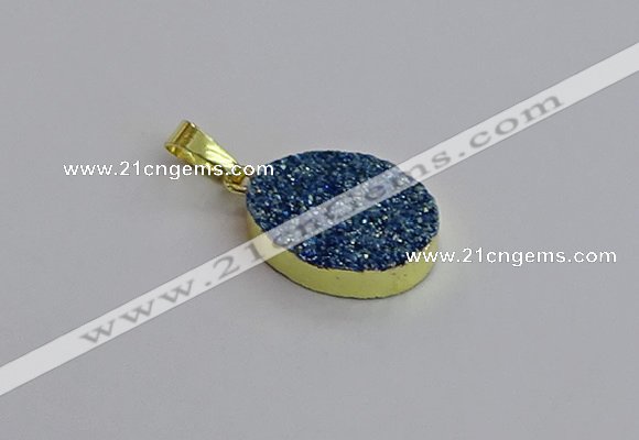 NGP7493 15*20mm oval plated druzy agate gemstone pendants