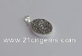 NGP7505 15*20mm oval plated druzy agate gemstone pendants