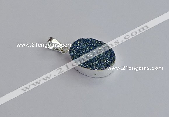 NGP7507 15*20mm oval plated druzy agate gemstone pendants