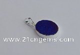 NGP7509 15*20mm oval plated druzy agate gemstone pendants