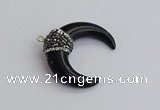 NGP7530 35*38mm horn black agate pendants wholesale